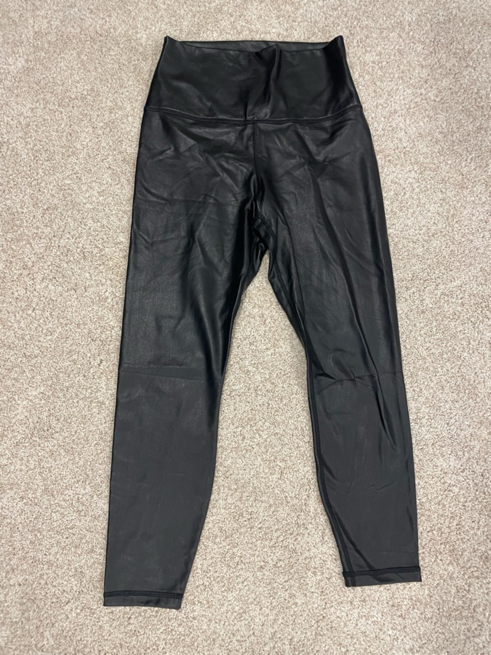90 Degree By Reflex Black Faux-Leather High Waist Leggings